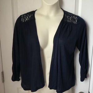 Maurices Navy Lace Back Open Cardigan Shrug XL